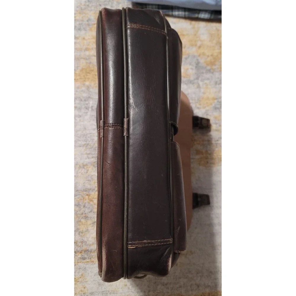 Franklin Covey ‎ Men's Padded Briefcase Business Brown Leather Bag